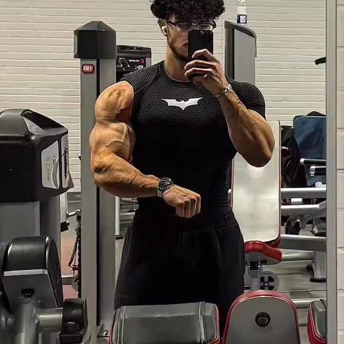 Youngla X Batman男女同款 运动健身无缝高弹修身短袖4259