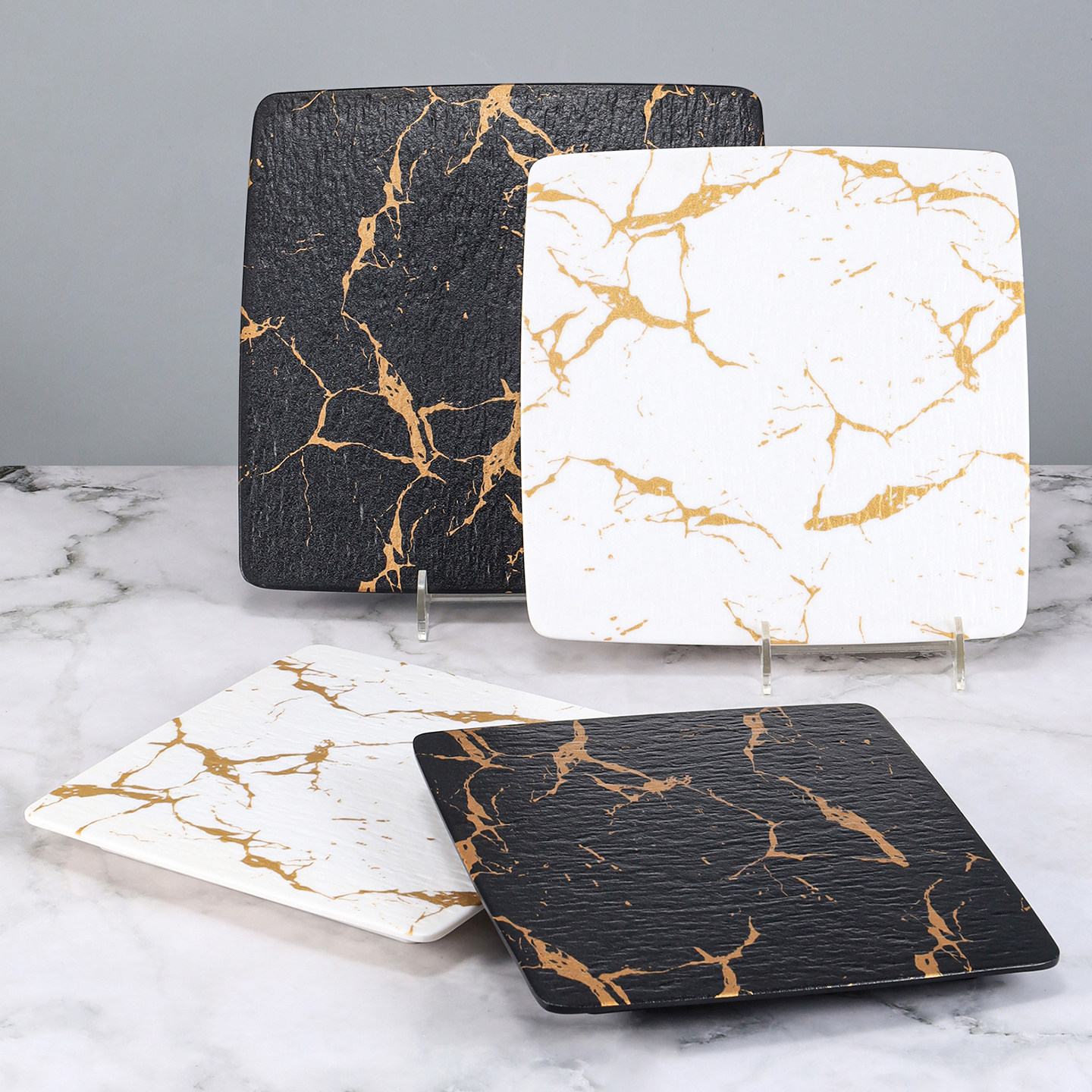 密胺四方盘仿瓷酒店餐厅盘子正方形塑料菜碟凉菜盘甜品点心盘商用