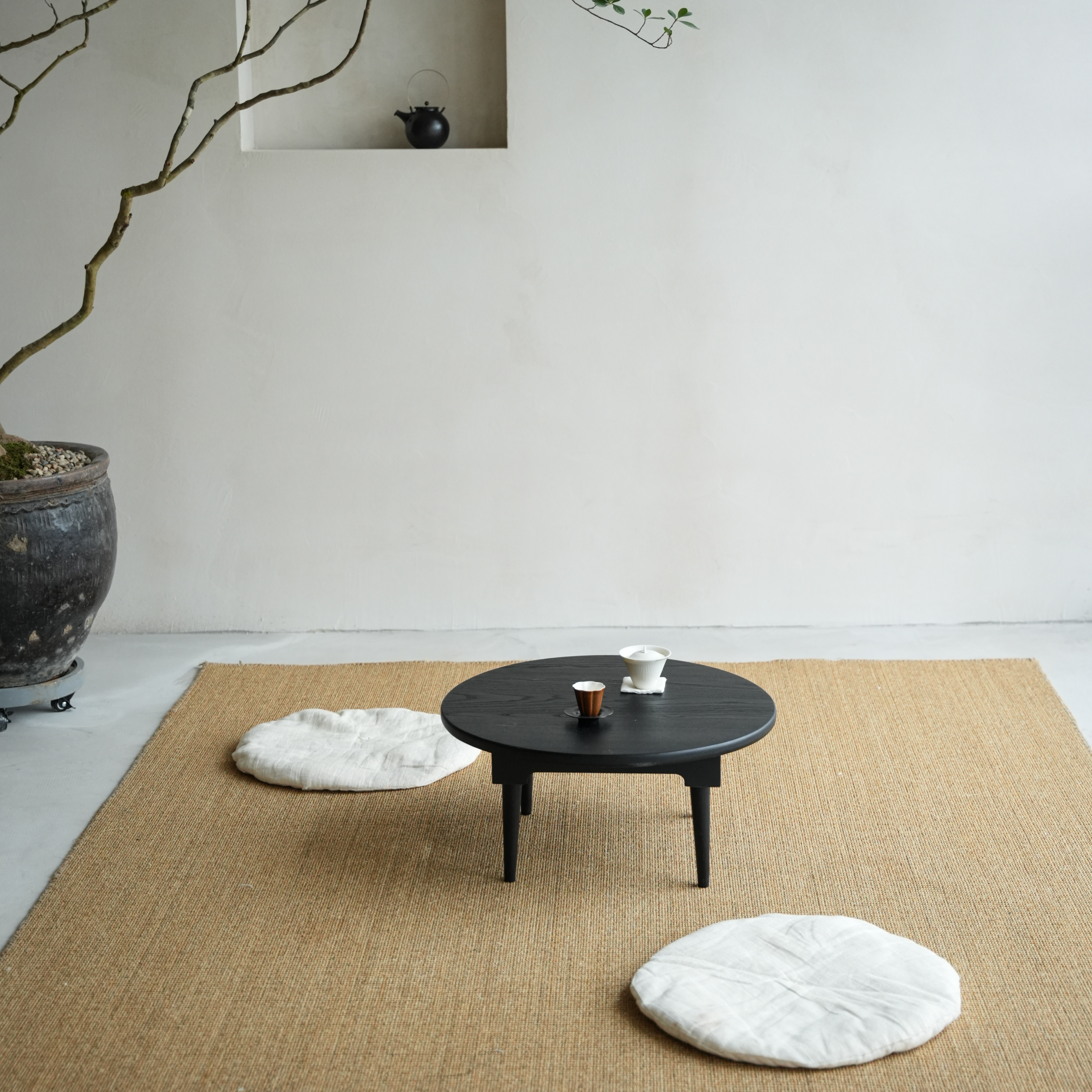 无垠器皿黑色小茶桌茶台小圆桌