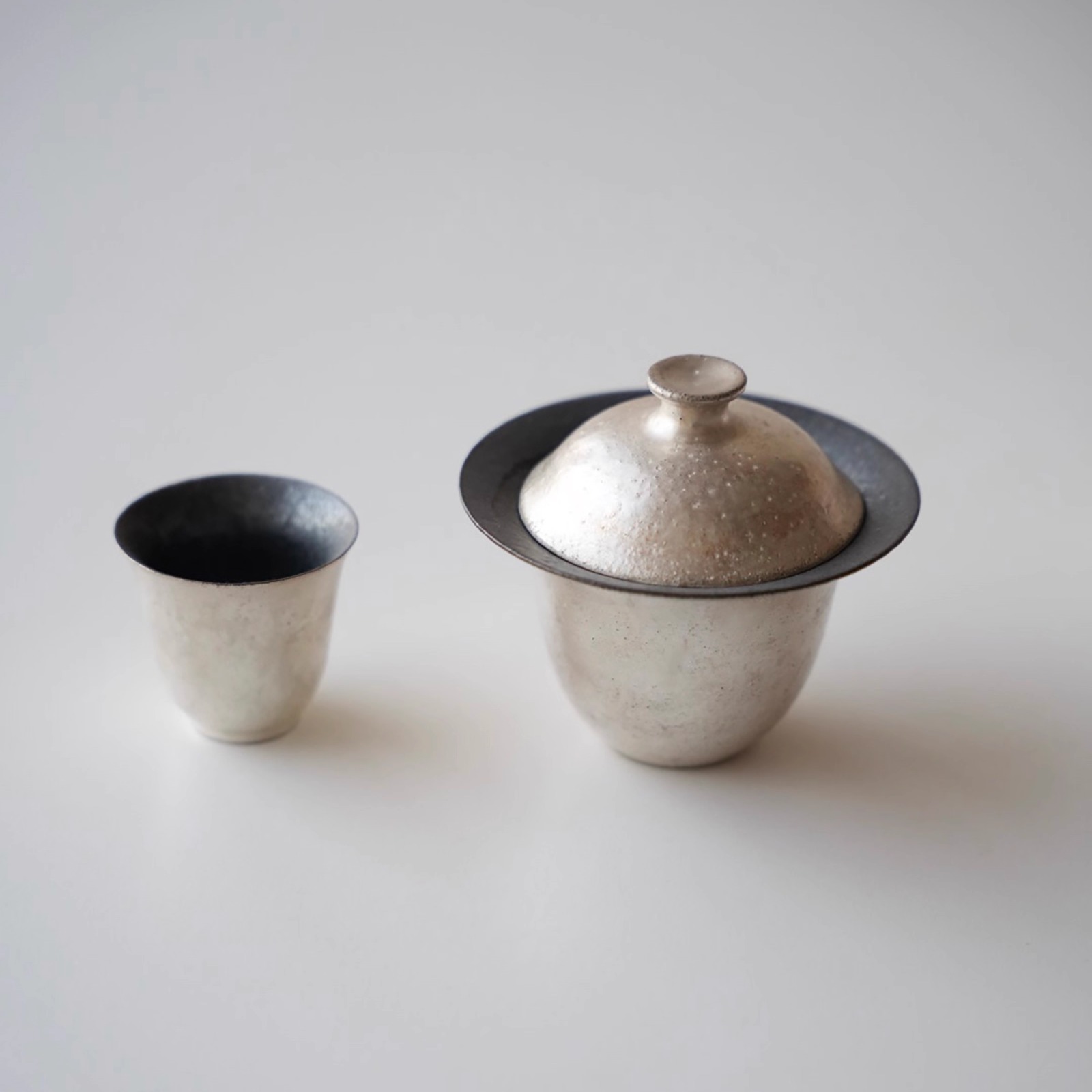 VAST无垠器皿全手工银色盖碗