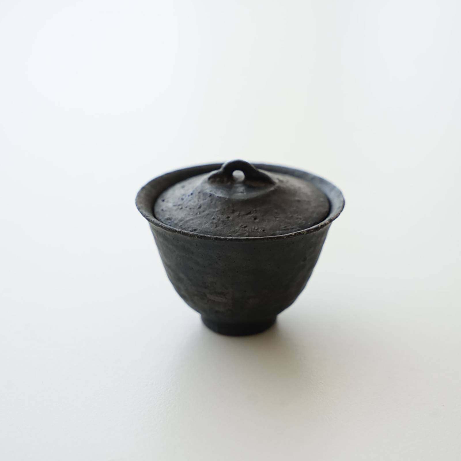 无垠器皿柴烧黑色盖碗迷你茶具