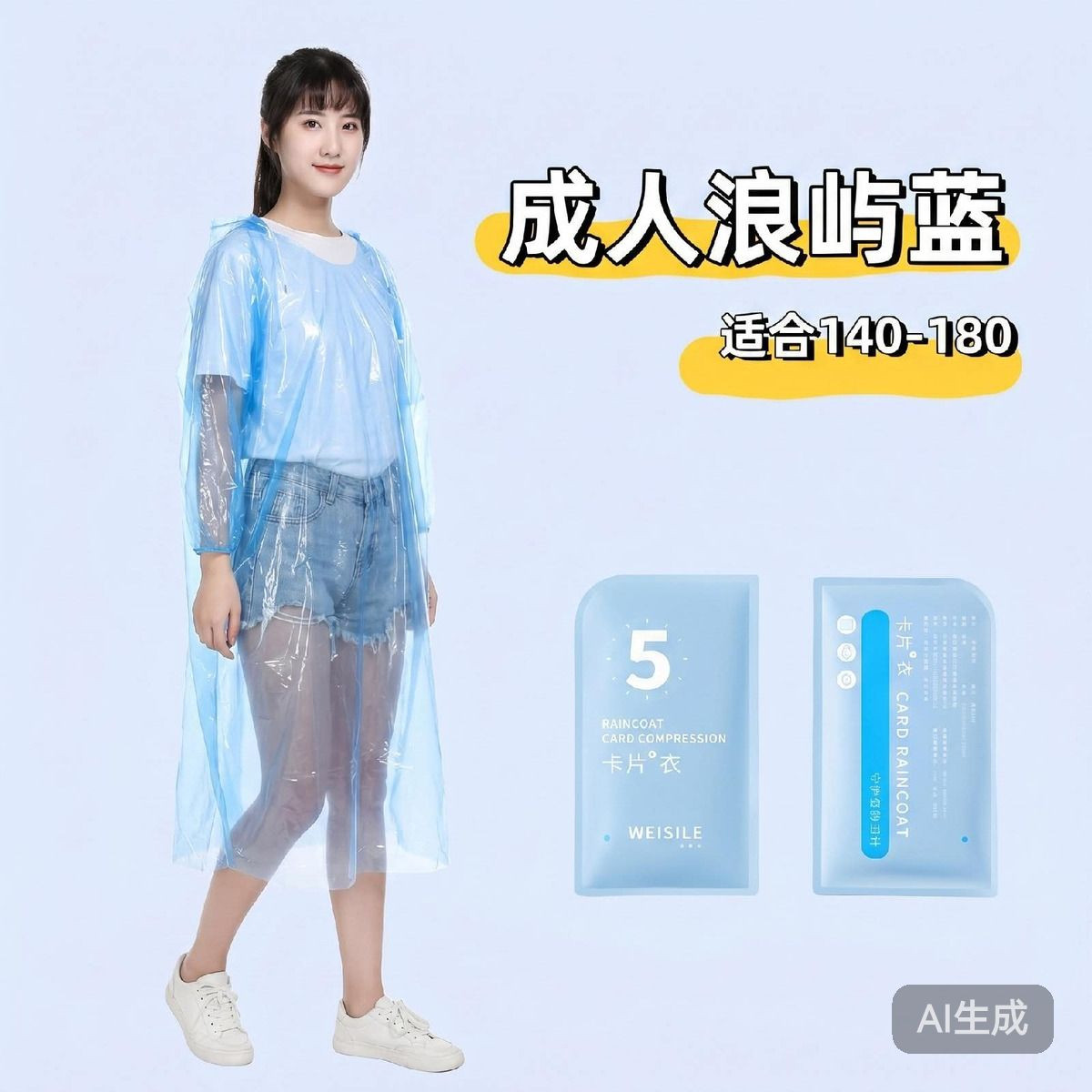 浪屿蓝一次性雨衣便携卡片式长款加厚户外暴雨成人通用全身旅行