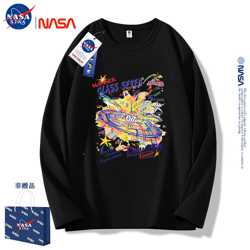 NASA联名美式潮流纯棉长袖t恤男女款2025新款春秋内搭上衣打底衫