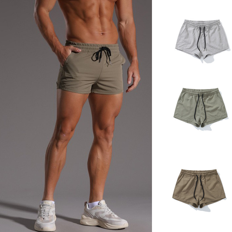 潮男士纯色速干超短裤运动休闲健身2分裤中性热裤沙滩裤做皱做旧