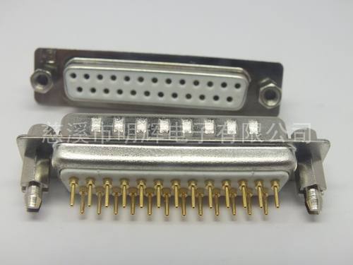 车针镀金DB25母头直插焊板 带鱼叉铆螺母 两排DP25孔式插座
