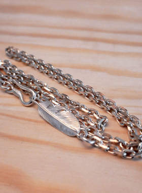 znative原firstarrows职人独立品牌手工复古原创银饰银羽毛扣项链