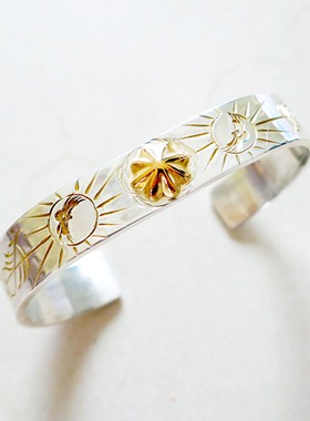 znative原firstarrows职人独立品牌复古太阳唐草金花扣手镯