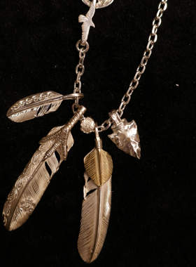 znative原firstarrows职人原创手工复古银饰上金鹰爪羽毛圣诞套装