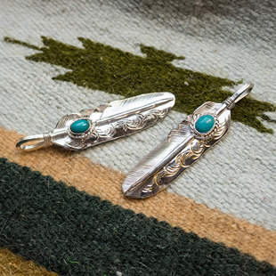 arrows雕金师高桥风手工唐草松石羽毛吊坠 native原first