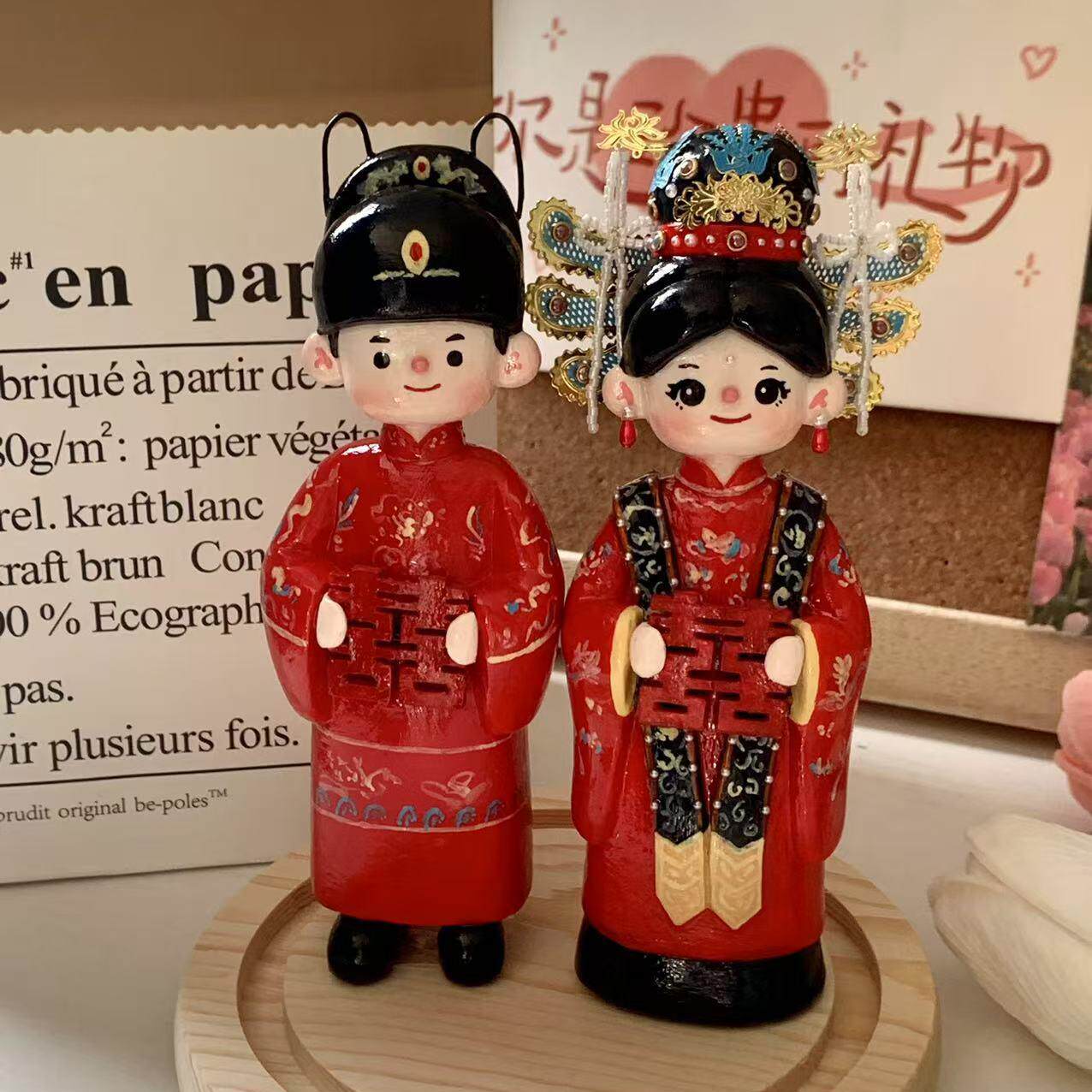 粘土人偶摆件纯手工diy定制情侣送闺蜜朋友结婚创意生日礼物礼盒