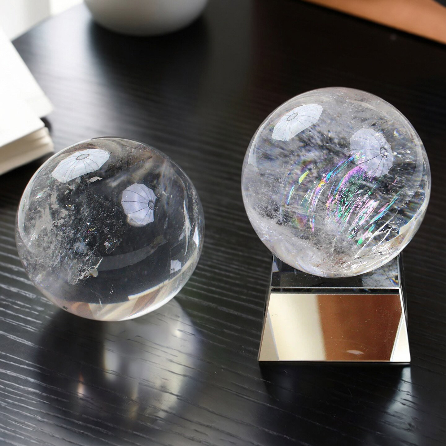 如鸿一物一图天然白水晶球摆件大号家居风水球办公室桌面饰品