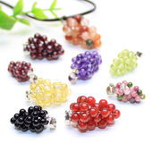 如鸿天然水晶吊坠葡萄形男女款 小项链饰品石榴石紫发碧玺橄榄挂件