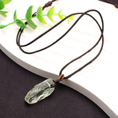 如鸿天然绿水晶原石吊坠男女情侣款 项链矿石宝石头挂件生日礼品