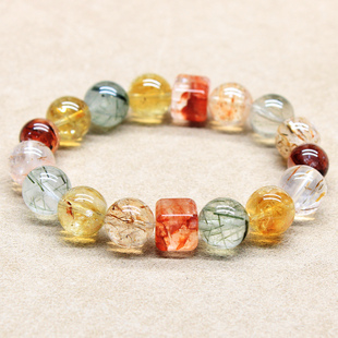 如鸿天然彩色多宝水晶手链男女款手串单圈大号原创