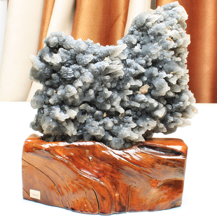 如鸿一物一图天然水晶原石方解石标本石晶簇星光双色矿石奇石宝石