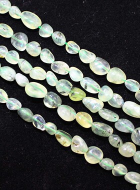 如鸿天然绿色葡萄石碎石有孔串珠手链DIY饰品配件链条半成品