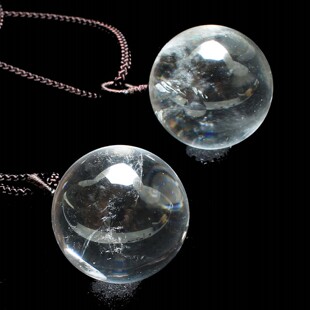 如鸿天然白水晶球灵摆吊坠男女水晶项链饰品石头礼物圆形