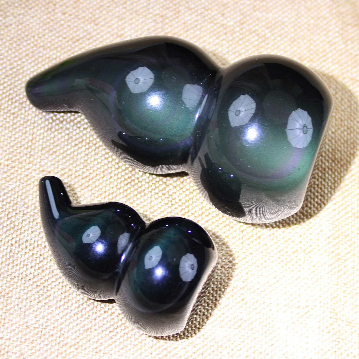 如鸿天然彩虹眼黑曜石葫芦摆件弯头款福禄办公桌家居风水礼物