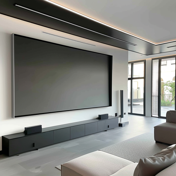 投影幕布家用窄边画框白天高清壁挂布幕3D4k中长焦菲涅尔高增益金属抗光硬屏100/120/150英寸客厅投影仪幕布