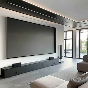 投影幕布家用窄边画框白天高清壁挂布幕3D4k中长焦菲涅尔高增益金属抗光硬屏100/120/150英寸客厅投影仪幕布