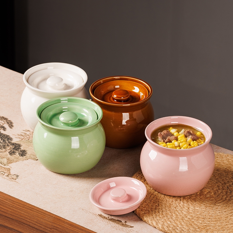 陶瓷炖盅隔水炖家用带盖蒸菜鸡蛋羹汤盅炖罐专用蒸蛋碗煲汤小瓦罐