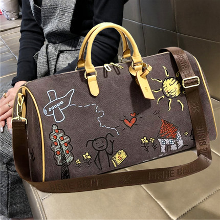 男女通用国潮涂鸦旅行包轻便大容量短途手提行李包干湿分离健身包
