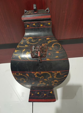漆器春秋麻胎漆器方壶褒奖厚重