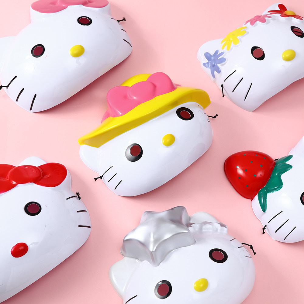 哈喽猫面具儿童小孩可爱卡通猫咪半脸猫动漫狐狸表演演出道具玩具