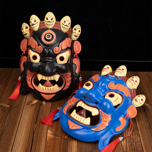 尼泊尔傩戏面具藏族旅拍服装拍摄道具少数民族民俗祭祀面具古典