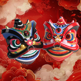 国潮醒狮面具东方雄狮中国风成人儿童表演道具万圣节狮子舞台演出