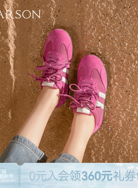 哈森复古风德训鞋透气网面休闲运动鞋百搭女鞋2026新款HCM261606
