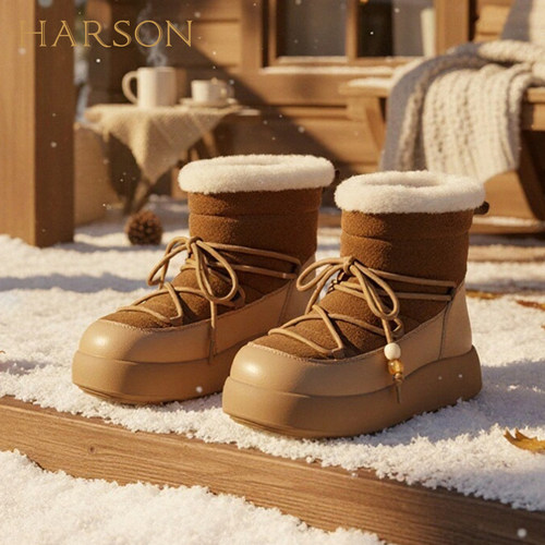 哈森厚底雪地靴冬季保暖防滑