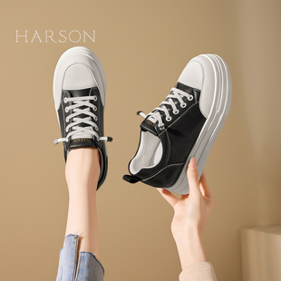 哈森厚底加绒保暖小白鞋女鞋子2026秋冬季新款内增高舒适休闲鞋子