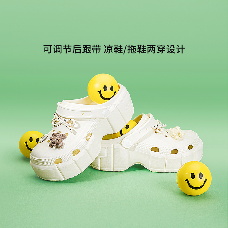 哈森洞洞鞋凉鞋2025夏季新品镂空两穿DIY可拆卸配饰女鞋HCM254508