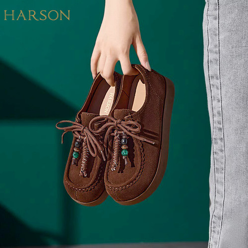 哈森2025新款牛筋底勃肯鞋