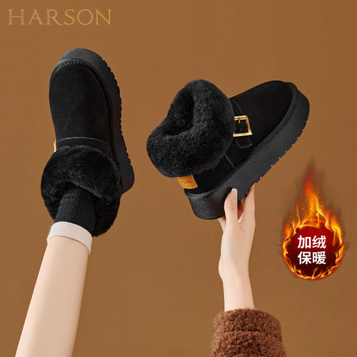 雪地靴女爆款加绒保暖毛绒短靴