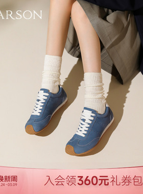 哈森复古休闲德训鞋女秋季新款舒适百搭运动鞋HCL250606