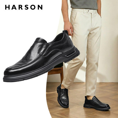 HARSON哈森男鞋一脚蹬乐福鞋男士