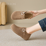 哈森复古勃肯鞋女鞋子2026春季新款舒适休闲鞋一脚蹬软底平底鞋