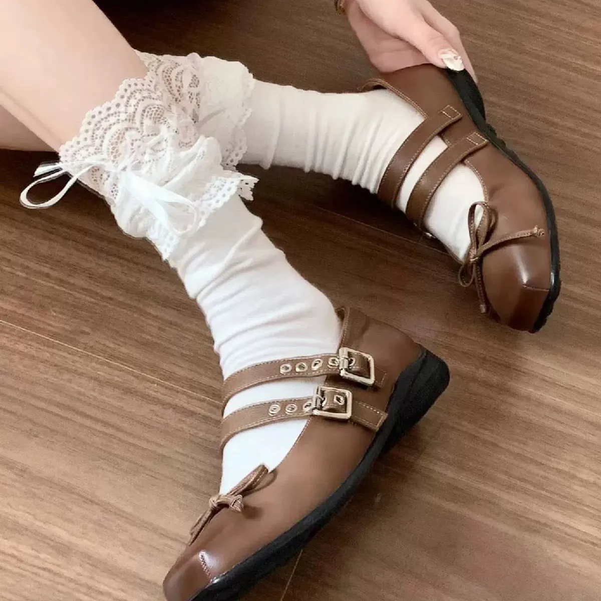 甜美日系袜子lolita蕾丝花边小腿袜可爱百搭白色jk韩版学院风