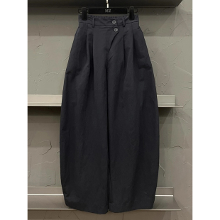 宽松简约阔腿裤 欧洲站高端女休闲裤 后松紧高腰休闲弯刀裤 新款 秋季