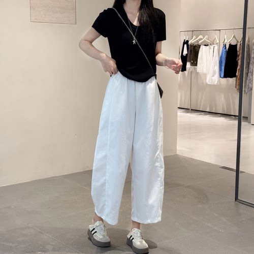 简约白色阔腿裤女2026夏季爆款