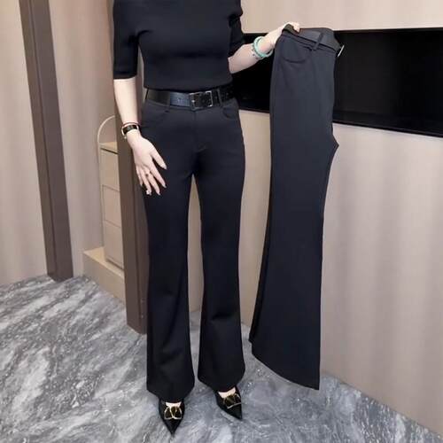 高级感黑色微喇裤女2026夏季爆款
