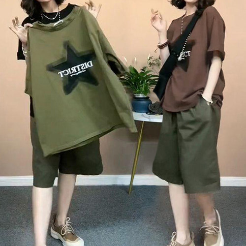 休闲风穿搭一整套女夏季时尚洋气