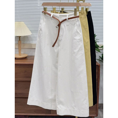 韩系高腰直筒九分休闲裤子女百搭