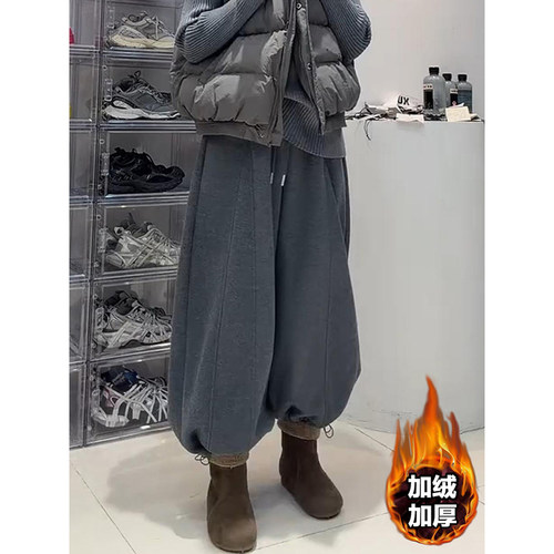 冬季新款保暖加绒休闲裤女士