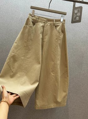老钱风卡其色阔腿裤女2026夏季