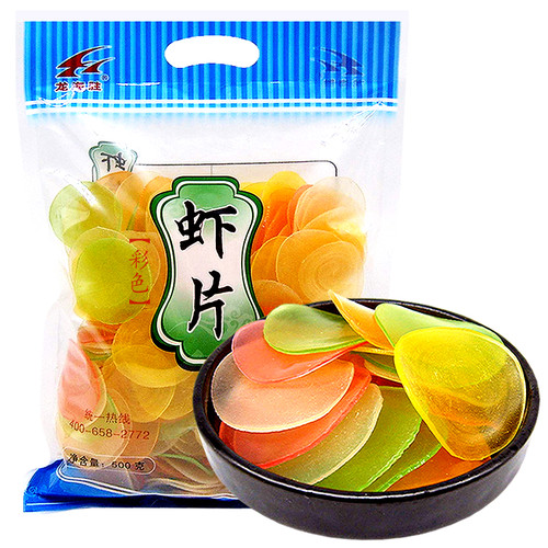龙海胜大连虾片500g自己炸原料彩色大包休闲膨化零食饭店商用整箱 - 封面