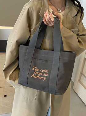 通勤风包包大容斜挎包字母花纹托特包百搭手提包上班时尚校园风