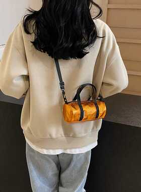 洋气单肩包休闲斜挎包时尚手提包新潮INS气质日韩女包精致圆筒包